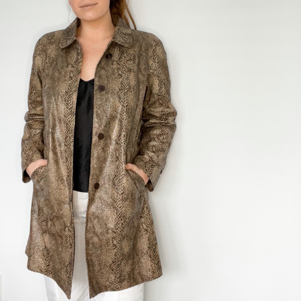 Vintage FS Rainwear Snakeskin Trench Coat Jacket Size Small